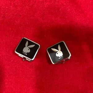 Playboy Bunny Black Enamel & Silver Metal Cuff Links